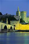Palais des Papes (päpstlichen Palast) und der Fluss Rhone, Avignon, Vaucluse, Provence, Frankreich, Europa