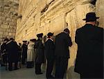 Men praying at the Western Wall, Jerusalem, Israel, Middle East