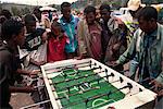 Boys playing table football, Addis Ababa, Ethiopia, Africa