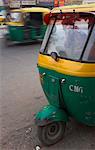 Moto rickshaws in the street, Delhi, India, Asia