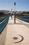 Celtic Gateway Bridge, new pedestrian walkway footbridge, from town to port, part of redevelopment scheme, Holyhead, Anglesey, Wales, United Kingdom, Europe