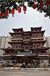 New Buddha Tooth Relic Temple and Museum on South Bridge Road, built as a Buddhist Mandala in Chinese Tang Dynasty style, dedicated to Maitreya, the future Buddha, decorated for Vesak Festival, Chinatown, Outram, Singapore, Southeast Asia, Asia