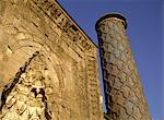 Portal and minaret of the Yakutiye Medresse mosque dating from the 13th century, Erzurum, Anatolia, Turkey, Asia Minor, Eurasia