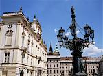 Ornate street lamp outside Archbishop's Palace, Prague, Czech Republic, Europe