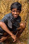 Boy and goat, Char Kukri Mukri, Bangladesh, Asia