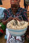 Making traditional basket, Kibwezi, Kenya, East Africa, Africa