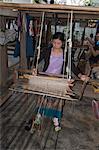 Weaving in village near Luang Prabang, Laos, Indochina, Southeast Asia, Asia