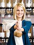 woman buying nuts at the supermarket