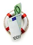 100 Euro-Schein in einem Life preserver