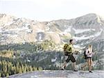 young couple on a hiking trip