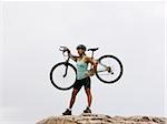 mountain biker on a rocky ridge