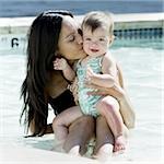 mother swimming with her baby girl