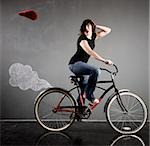 Frau auf einem Fahrrad