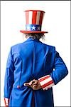 uncle sam with his fingers crossed behind his back