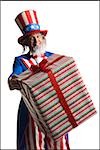 uncle sam holding a gift