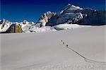 Cross Country Skiers Ruth Glacier Alaska Range Int AK Winter