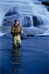 Fisherman Portrait Near Waterfall PWS Alaska