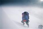 Mountain Climbers Climbing Up Chugach Mts SC AK Storm Winter Frosted face