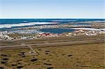Aerial view of Barrow Alaska and airpstrip Beaufort Sea Arctic Ocean Summer