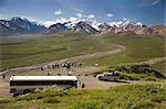 Visitors off ARAMARK tour bus @ Stony Hill view  Alaska Range Denali National Park Alaska