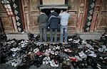 Hundreds of pairs of shoes lie outside the prayer hall during Friday prayers at the Great Mosque,Xian,Xi'an,Capital of Shaanxi Province,China