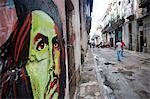 Che Guevara mural on wall in street,Havana,Cuba