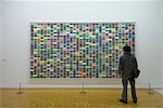 A man looking at a painting in the Pompidou Centre Museum of Modern Art,1024 Farben (1024 colours) by Gerhard Richter (1973),Paris,France