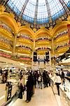 Shoppers under the domed central area of Galeries Lafayette,Paris,France