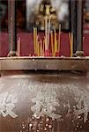 Incense sticks in vase at Ten Thousand Buddhas Monastery,close up,Hong Kong,China