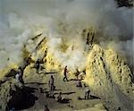 Workers in a sulphur mines,Kaweh Idjen,Java,Indonesia