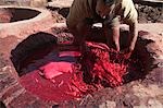Man working at tannery in Medina,Fes,Morocco