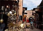 Brass lanterns in souk in the medina,Marrakesh,Morocco.