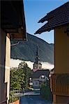 Road through Kranjska Gora village,Slovenia