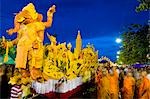 Procession of wax floats at stret feslival,Ubon Ratchathani,Thailand