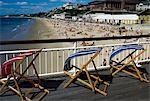 Trois plages chaises, Bournemouth, Dorset, Angleterre