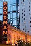 Goodman Theater dans la nuit, Chicago, Illinois, USA