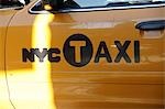 Taxi door in Manhattan,New York City,New York,USA