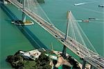 Aerial view overlooking Ting Kau Bridge, Hong Kong