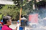 Worshippers at Tanzhesi Temple, Beijing environs, China