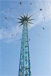 Looking Up at a Tall Chair-o-plane Ride at Prater, Vienna, Austria