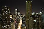 Night shot of the Magnificent Mile taken from the Hancock Building, Chicago, Illinois, United States of America, North America