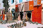 Carpets and metalware for sale, Essaouira, Morocco, North Africa, Africa