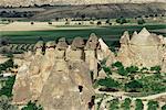 Volcanic tuff pillars and erosion, Pasabagi, Goreme, Cappadocia, Anatolia, Turkey, Asia Minor, Asia