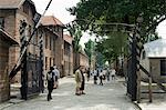 Entry gate with sign Arbeit Macht Frei (work makes you free), Auschwitz Concentration Camp, UNESCO World Heritage Site, Oswiecim, near Krakow (Cracow), Poland, Europe