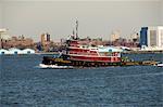 Tug on Hudson River, Manhattan, New York City, New York, United States of America, North America