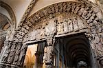 Détails sur le porche de La Gloria, un chef-d'œuvre de l'art roman, cathédrale de Santiago, Site du patrimoine mondial de l'UNESCO, Saint-Jacques de Compostelle, Galice, Espagne, Europe