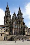 Cathédrale de Santiago sur la Plaza do Obradoiro, patrimoine mondial UNESCO, Saint Jacques de Compostelle, Galice, Espagne