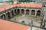 Cloisters from roof of Santiago Cathedral, UNESCO World Heritage Site, Santiago de Compostela, Galicia, Spain, Europe