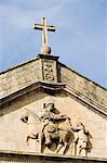 Detail of front of church of San Martin Pinario, Santiago de Compostela, Galicia, Spain, Europe