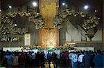 Interior of the Basilica de Guadalupe, a famous pilgrimage center capable of holding up to 10000 people, Mexico City, Mexico, North America